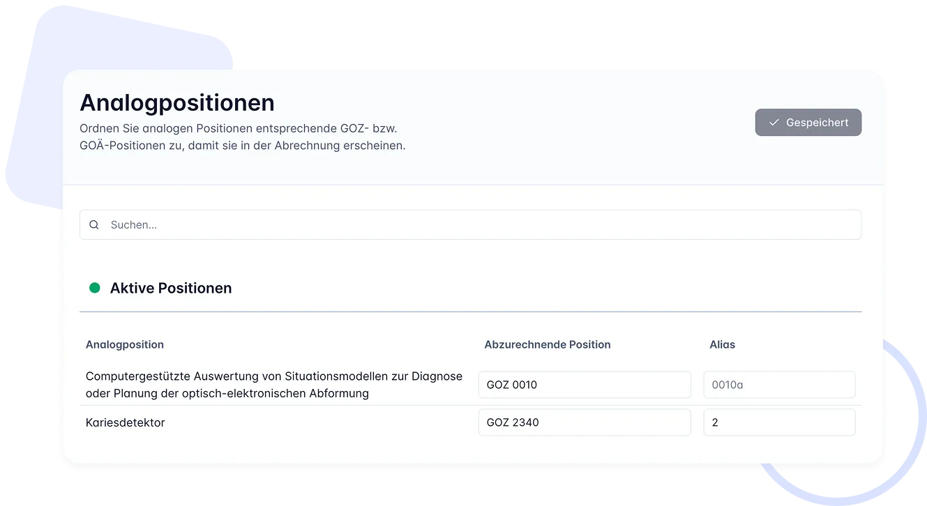 Abrechnungspräferenzen in Sonia